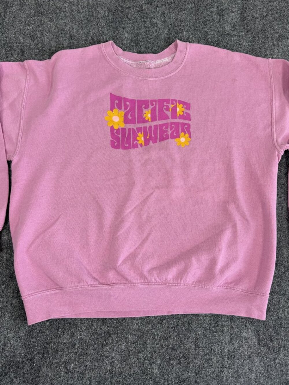 PacSun PS/LA Pacific Sunwear Retro Daisy Crewneck Sweatshirt Pink Womens M